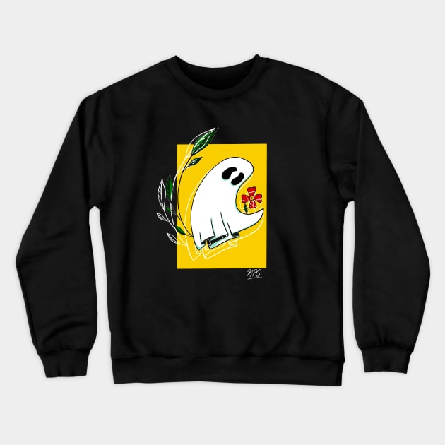 Yellow Ghostie Crewneck Sweatshirt by KageyArt